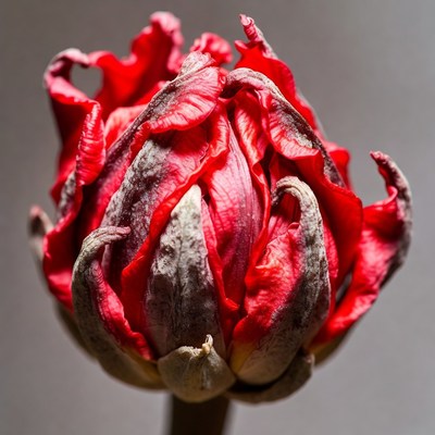 Wilted Red Tulip Flower