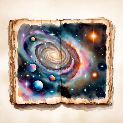 Open Book with Galaxy Inside