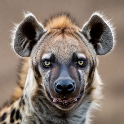 Close-up spotted hyena face