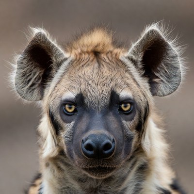 Close-up spotted hyena face