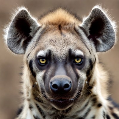 Close-up spotted hyena face
