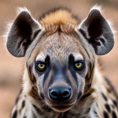 Close-up spotted hyena face