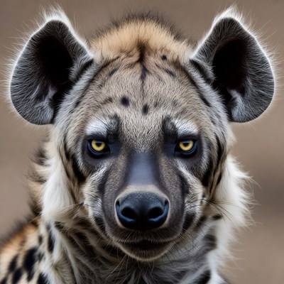 Close-up spotted hyena face