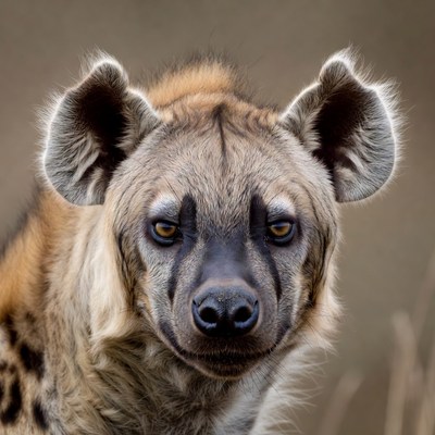 Close-up spotted hyena face