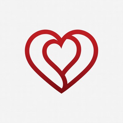 Double Red Heart Outline