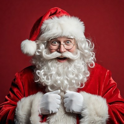 Smiling Santa Claus in red suit