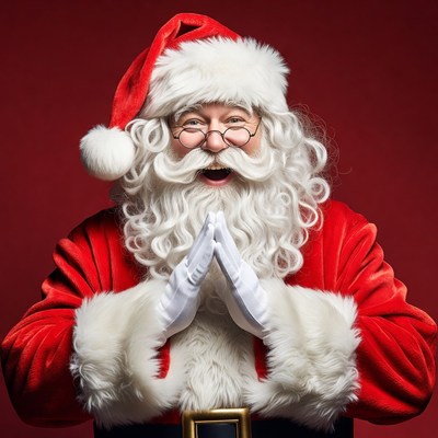 Smiling Santa Claus with Praying Hands