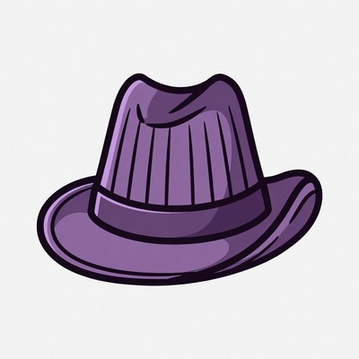 Purple Fedora Hat Illustration