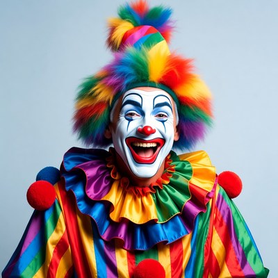 Smiling Clown with Rainbow Hair