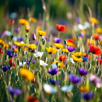 Colorful Poppy Flower Field