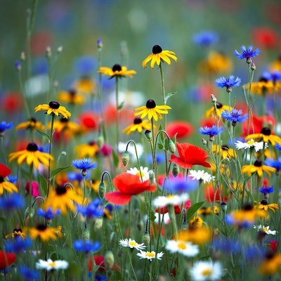 Colorful Wildflower Meadow Blooming