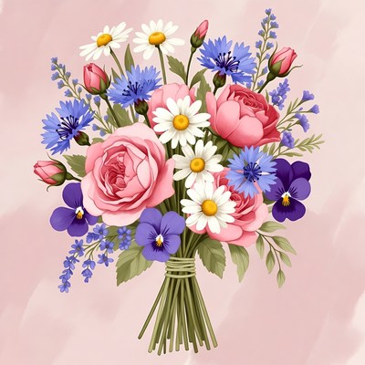 Colorful Flower Bouquet Illustration