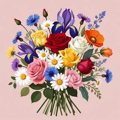 Colorful Flower Bouquet Illustration