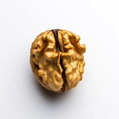 Split Walnut on White Background