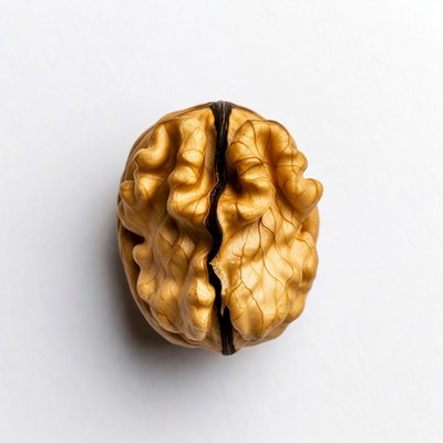 Split Walnut on White Background