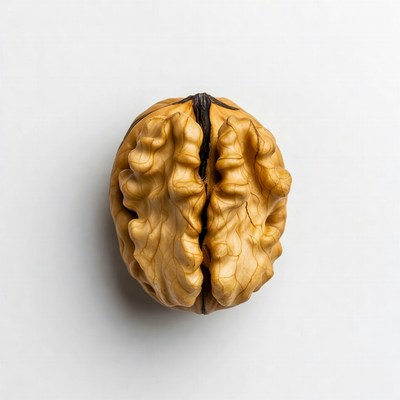 Split Walnut on White Background
