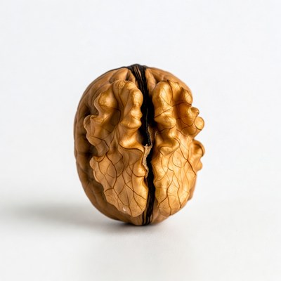 Split Walnut on White Background