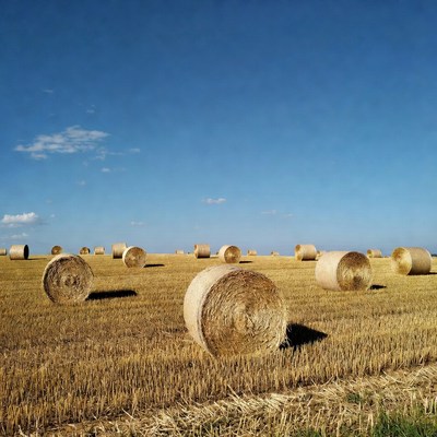 Hay bales in golden field