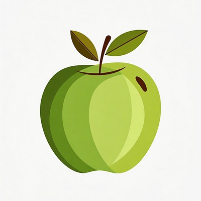 Green apple with leaf illustration