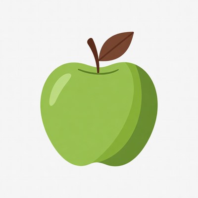 Green apple with leaf