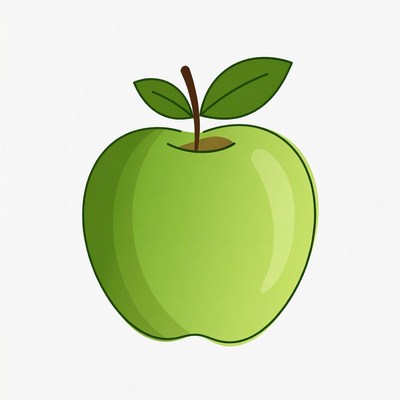 Green apple with leaf