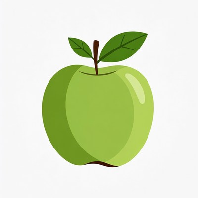 Green apple with leaf
