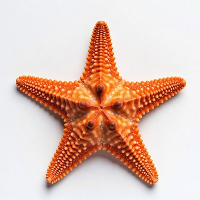 Orange starfish on white background