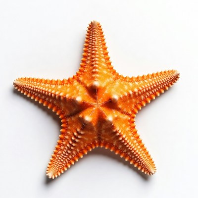 Orange starfish on white background