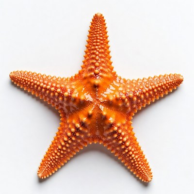 Orange starfish on white background