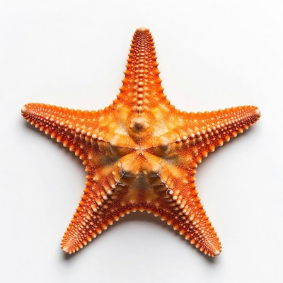 Orange starfish on white background