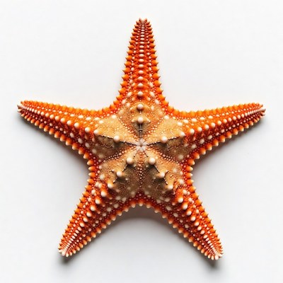 Orange starfish on white background