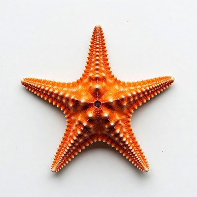 Orange starfish on white background