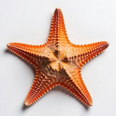 Orange starfish on white background