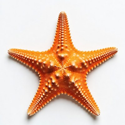 Orange starfish on white background