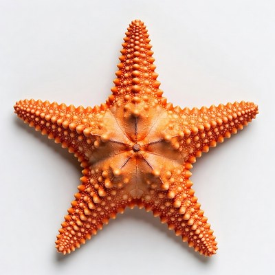 Orange starfish on white background