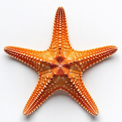 Orange starfish on white background
