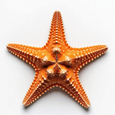 Orange starfish on white background