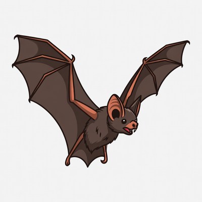 Cartoon bat spreading wings