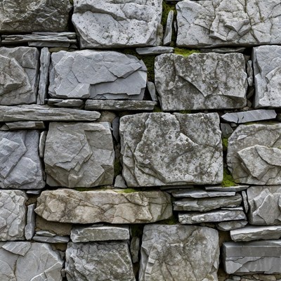 Mossy Gray Stone Wall
