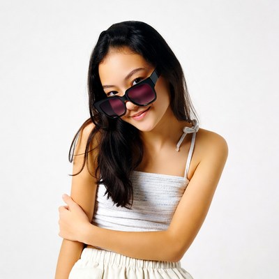 Asian girl smiling with sunglasses