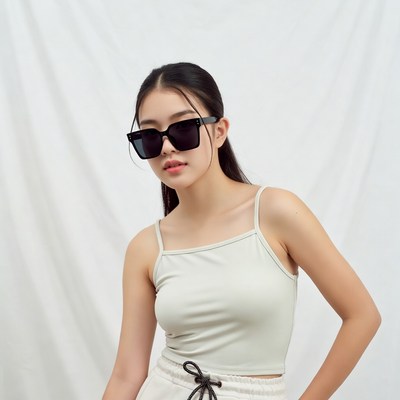 Asian woman in black sunglasses