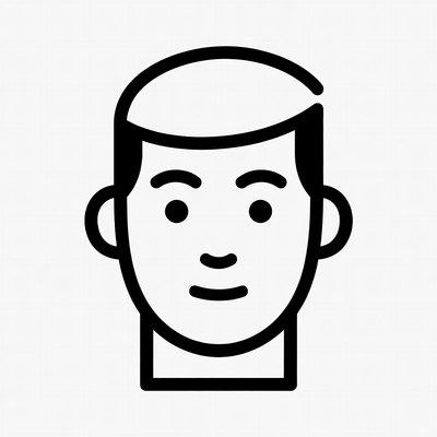 Black line icon of man's face