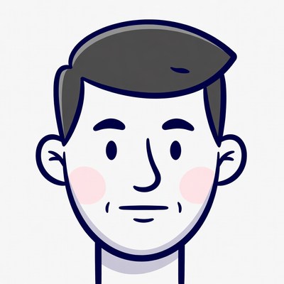 Cartoon man with pink cheeks