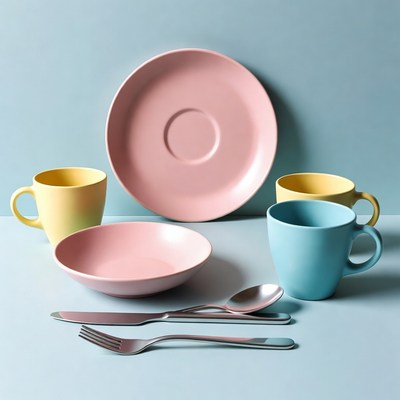 Colorful Ceramic Dishes and Utensils