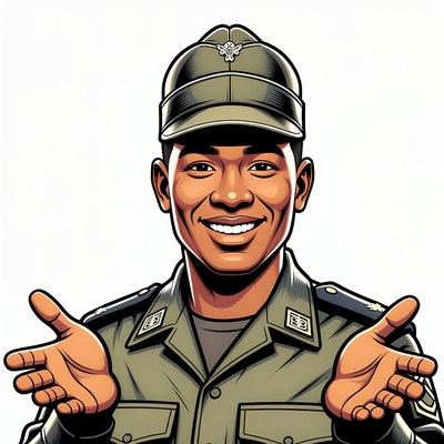 Smiling African-American man in military uniform