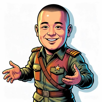 Asian man in military uniform