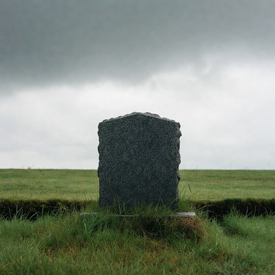 Gray gravestone in grassy field