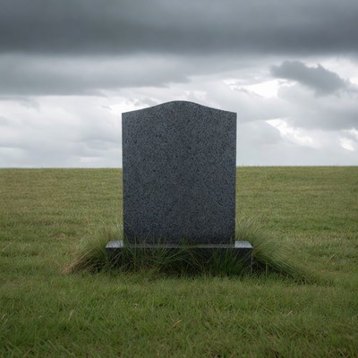 Gray gravestone in grassy field