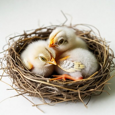 Baby chicks in nest