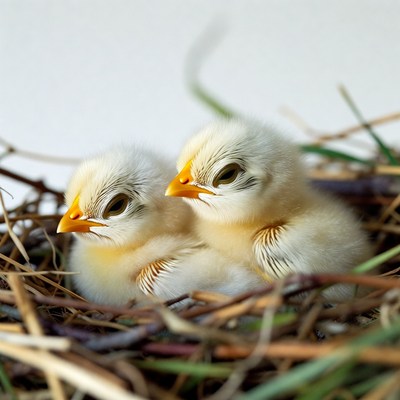 Two baby chicks in nest